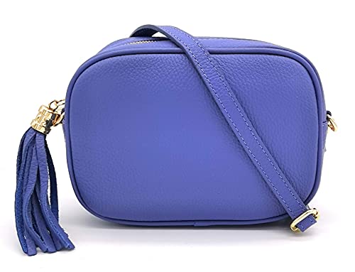 ELIOX Damenhandtasche aus echtem Leder, hergestellt in Italien, klein, elegant, modisch, Crossbody Bag, echtes Leder, Blau - Indigo - Größe: Einheitsgröße von ELIOX