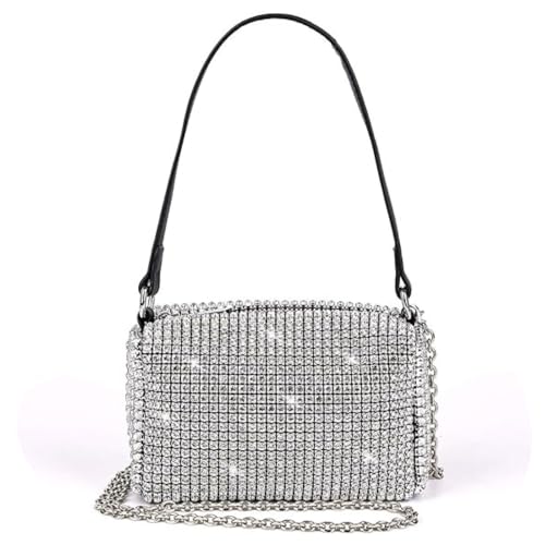 ELIOX STRASS Handtasche und Umhängetasche für Damen - elegante kleine Handtasche - Abendtasche und modische Zeremonie, silber / schwarz von ELIOX