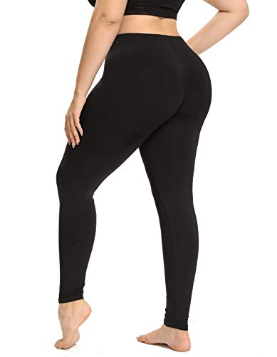 ELISS Damen Übergröße Stretch Modal volle Länge Leggings XL 2XL 3XL 4XL - Schwarz - 4X-Groß von ELISS