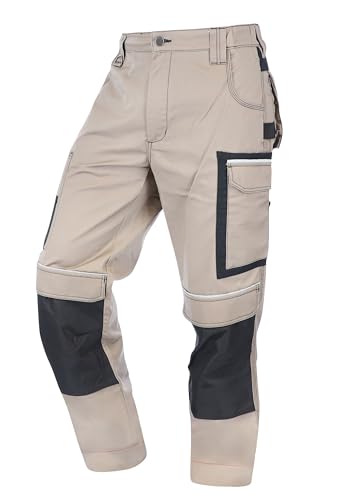 ELIWORX Arbeitshosen Männer Stretch Einsatz - Bequeme Passform - Robustes, Flexibles Material - Smartes Taschen-Design - Arbeitshose Herren ideal für Handwerk Heimwerk und Baugewerbe - Beige - 58 von ELIWORX