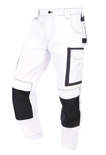 ELIWORX Arbeitshosen Männer Stretch Einsatz - Bequeme Passform - Robustes, Flexibles Material - Smartes Taschen-Design - Arbeitshose Herren ideal für Handwerk Heimwerk und Baugewerbe - Weiß - 62 von ELIWORX