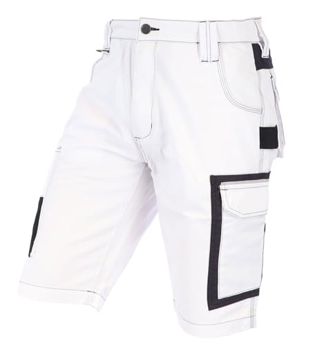 ELIWORX Arbeitsshorts Herren – Kurze Arbeitshose mit Stretch & Werkzeugtaschen – für Handwerk, Heimwerker & BAU – Kurze Herrenshorts für Sommer & Werkstatt – robust & bequem - Weiß - 52 von ELIWORX