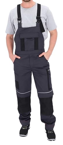 ELIWORX Latzhose Herren mit Stretch – Lange Arbeitshose für Männer mit Werkzeugtaschen – Robuste Arbeitskleidung für Handwerk, Bau & Heimwerker – bequem & strapazierfähig - Anthrazit - 54 von ELIWORX