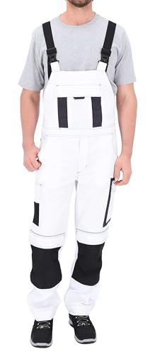 ELIWORX Latzhose Herren mit Stretch – Lange Arbeitshose für Männer mit Werkzeugtaschen – Robuste Arbeitskleidung für Handwerk, Bau & Heimwerker – bequem & strapazierfähig - Weiß - 54 von ELIWORX