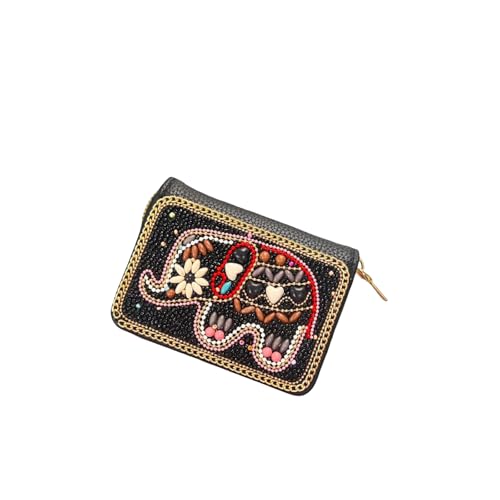 ELIXINFAZ Ethnischer Stil Retro Orgel Kartentasche Handgemachte Reisperle Single Pull Bag Damentasche Mini Aufbewahrungskarte, Neue Figur 11 von ELIXINFAZ