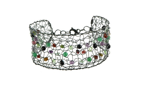 Handgefertigte Armband Gestrickt "Susanne" in Oxidiertem Silber Mit Edelsteinen Handgefertigte Armband Gestrickt "Susanne" in Oxidiertem Silber Mit Edelsteinen von ELIZdk