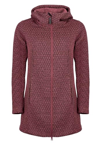 ELKLINE Damen Fleecejacke Reykjavik | Strick Fleecemantel leicht tailliert mit Kapuze halblang 2014100, Größe:38, Farbe:darkredmelange von ELKLINE