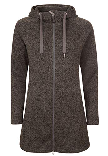 ELKLINE Damen Fleecemantel Durchwärmer | Strickfleecejacke halblang Übergangsjacke Kapuze, Farbe:grey-black, Größe:34 von ELKLINE