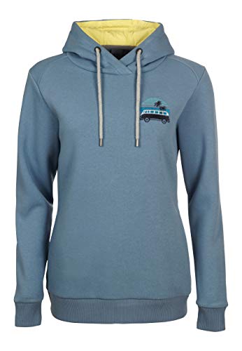 ELKLINE Damen Hoodie Get Going VW T1 Print | Kapuzenpullover leicht tailliert 2031044, Farbe:ashblue, Größe:48 von ELKLINE