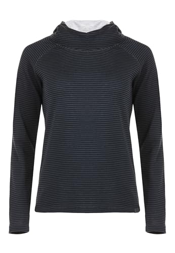 ELKLINE Damen Hoodie Sweater Wetter | leicht tailliert Streifen Kapuzenpullover mit kleinem Kragen | 2031054, Größe:44, Farbe:Anthra - Black von ELKLINE