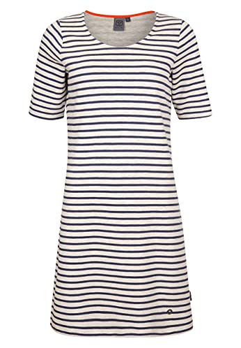 ELKLINE Damen Kleid Makemyday | Streifen Kurzarm Jerseykleid Sweatkleid | 2059015, Farbe:White-darkblue, Größe:44 von ELKLINE