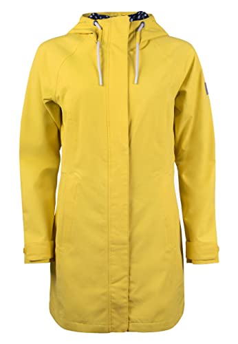 ELKLINE Damen Regenmantel Feel Good | wasserdicht halblang | verstellbare Kapuze Softshell Regenjacke | 2022023, Farbe:lemon, Größe:36 von ELKLINE