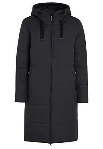 ELKLINE Damen Steppmantel Comfort | langer Wintermantel mit verstellbarer Kapuze | 2-Wege Reißverschluss mit Kinnschutz 2019060, Farbe:black - black, Größe:36 von ELKLINE