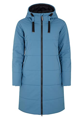 ELKLINE Damen Steppmantel Comfort | langer Wintermantel mit verstellbarer Kapuze | 2-Wege Reißverschluss mit Kinnschutz 2019060, Farbe:blue coral, Größe:36 von ELKLINE