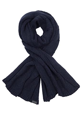 ELKLINE Damen Strickschal Screw | Winterschal mit großem Zopfmuster warm und kuschelig Schurwolle 8023079, Accessoires:One Size, Farbe:navy von ELKLINE