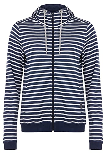 ELKLINE Damen Sweatjacke New Day | Streifen Kapuzenjacke mit Ripppenbündchen 2015057, Größe:42, Farbe:darkblue - white von ELKLINE