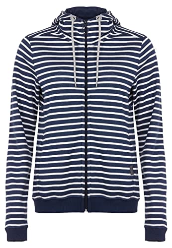 ELKLINE Damen Sweatjacke New Day | Streifen Kapuzenjacke mit Rippenbündchen 2015057, Größe:42, Farbe:darkblue - white von ELKLINE
