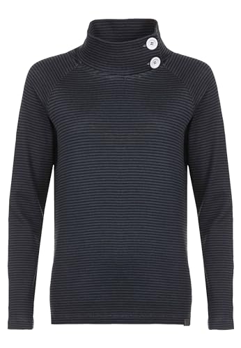 ELKLINE Damen Sweatshirt by The Sea | Streifen Langarmshirt mit kleinem Stehkragen aus Baumwolle | 2030025, Größe:48, Farbe:Anthra - Black von ELKLINE