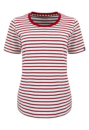 ELKLINE Damen T-Shirt Anna | Basic Streifen Kurzarm Shirt Baumwolle Rundhals 2041154, Farbe:White - Chilipepper, Größe:42 von ELKLINE