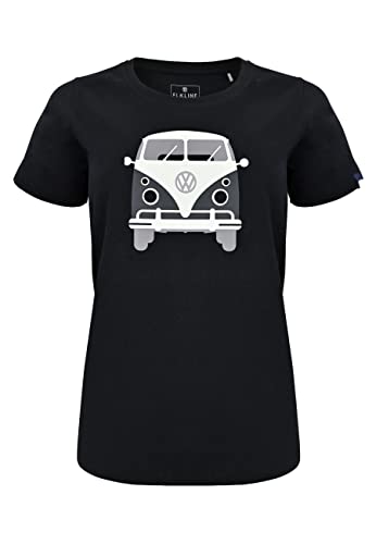 ELKLINE Damen T-Shirt Kult VW T1 Bulli Print 2041155, Farbe:Black, Größe:40 von ELKLINE