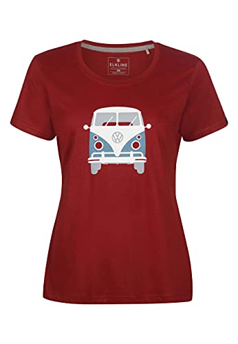 ELKLINE Damen T-Shirt Kult VW T1 Bulli Print 2041155, Farbe:syrahred, Größe:48 von ELKLINE