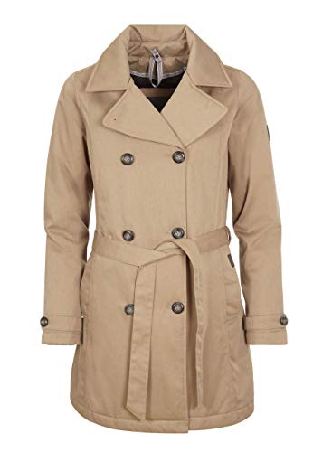 ELKLINE Damen Winter Trenchcoat Outallday | Kurzmantel mit großem Kragen | Tailliert große Knöpfe, Farbe:Khaki, Größe:40 von ELKLINE