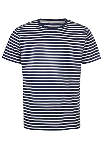 ELKLINE Herren T-Shirt Johann | Basic Streifen Kurzarm Shirt Baumwolle 1041190, Farbe:darkblue-White, Größe:L von ELKLINE