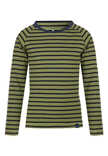 ELKLINE Kinder Longsleeve Jumper | Streifen Longsleeve Langarm Baumwolle | Doppelgrößen 3040088, Größe:128-134, Farbe:Avocado - blueshadow von ELKLINE