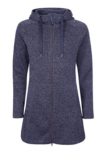 ELKLINE Damen Fleecemantel Durchwärmer | Strickfleecejacke halblang Übergangsjacke Kapuze, Farbe:blueshadow, Größe:36 von ELKLINE