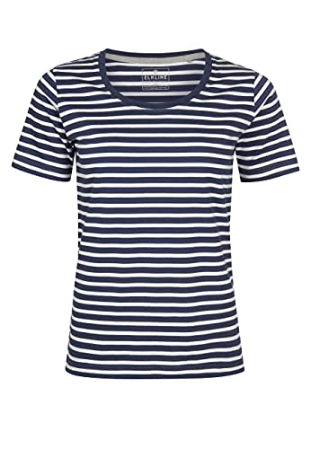 ELKLINE Damen T-Shirt Anna | Basic Streifen Kurzarm Shirt Baumwolle Rundhals 2041154, Farbe:darkblue-White, Größe:46 von ELKLINE