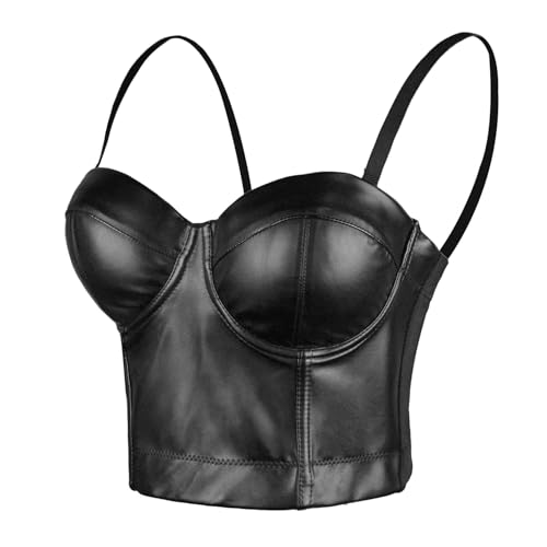 ELLACCI Damen Bustier Bustier Crop Top Gothic Punk Push Up Korsett Top BH schwarz - Schwarz - X-Groß von ELLACCI