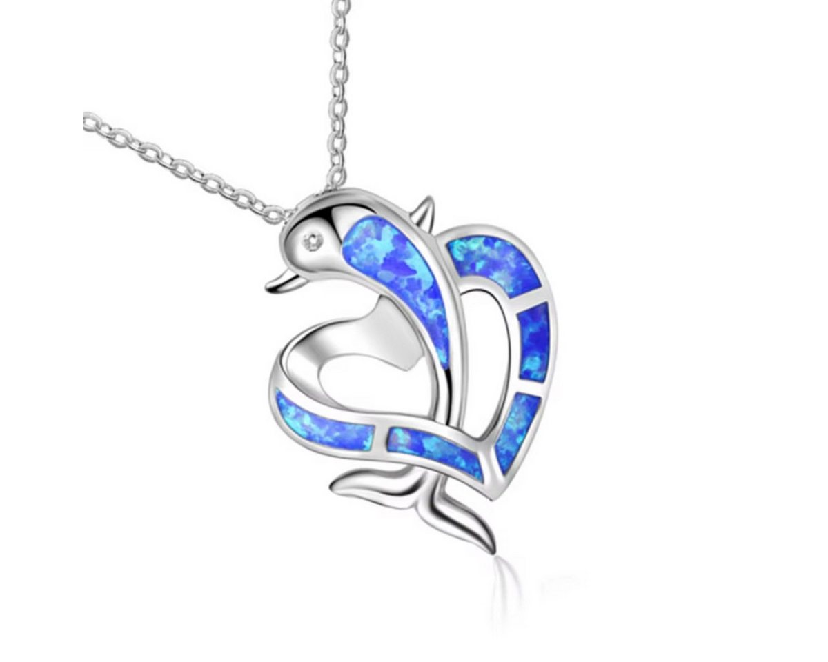 ELLAWIL Edelstahlkette Halskette Edelstahlkette Schlangenkette mit Delfin-Anhänger Herzkette (GESCHENKIDEE, Kettenlänge 40 cm, verlängerbar um 5 cm, Edelstahl), inklusive Geschenkschachtel von ELLAWIL