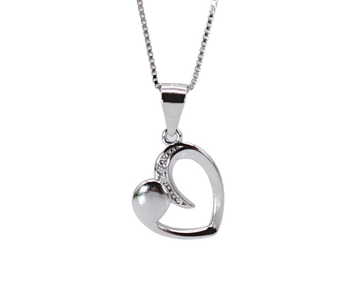 ELLAWIL Herzkette Halskette Silberkette Kette mit Herz Anhänger Zirkonia Mädchen (Kettenlänge 45 cm, Sterling Silber 925), inklusive Geschenkschachtel von ELLAWIL