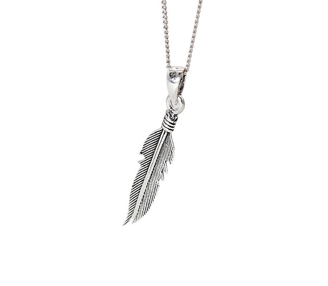 ELLAWIL Kette mit Anhänger Glücksbringer Damen Silberkette Halskette Kette mit Feder Anhänger (Kettenlänge 50 cm, Sterling Silber 925), inklusive Geschenkschachtel von ELLAWIL