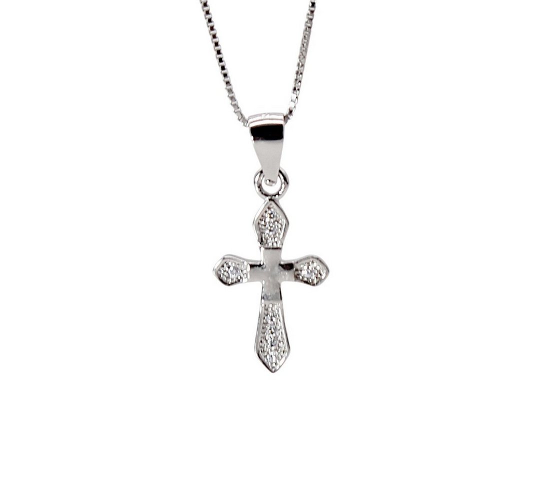 ELLAWIL Kette mit Anhänger Kreuzkette Silberkette Kette mit Kreuz Anhänger Damen Zirkonia (Kettenlänge 40 cm, Sterling Silber 925), inklusive Geschenkschachtel von ELLAWIL