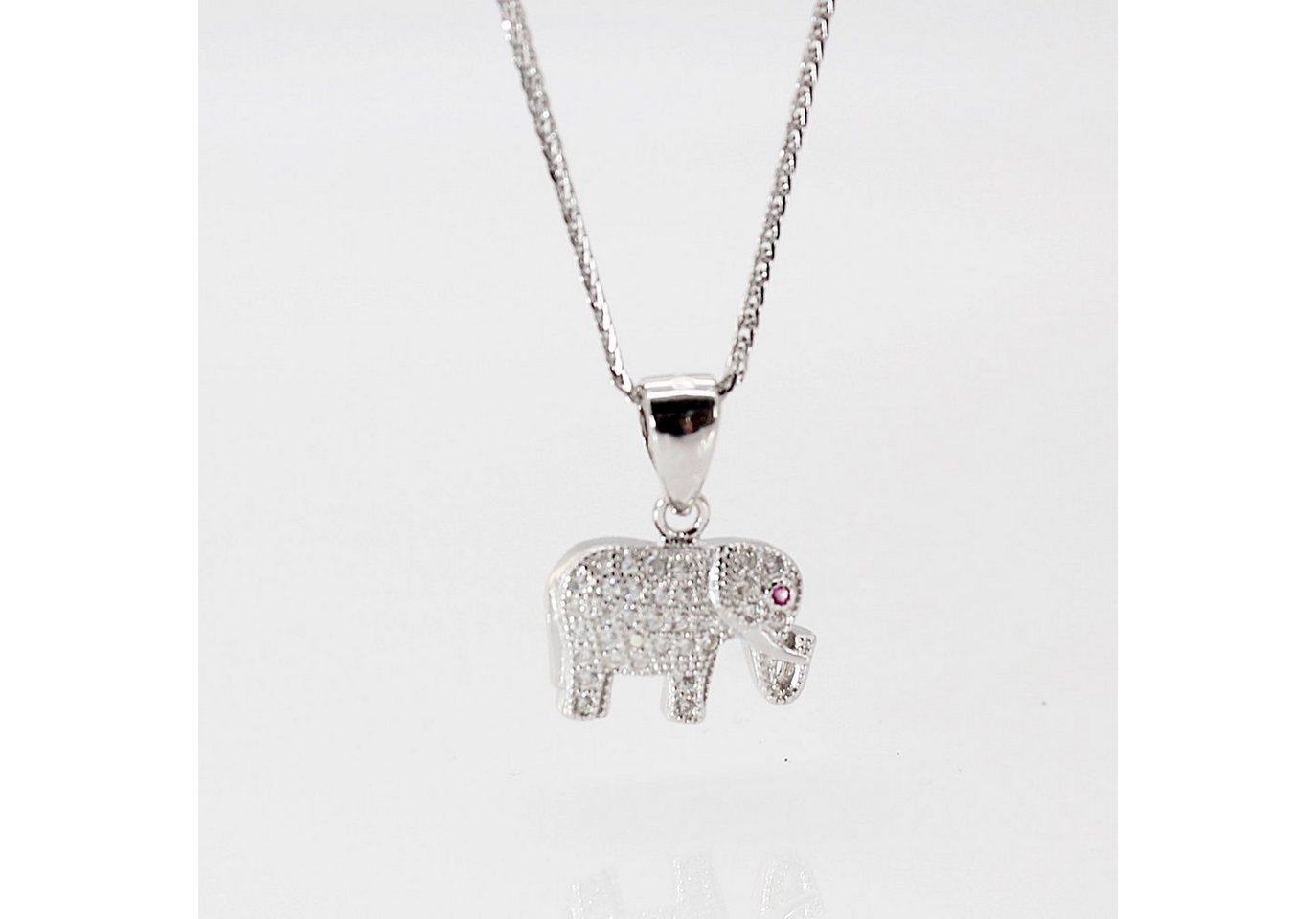 ELLAWIL Kette mit Anhänger Kristall-Steine Glücksbringer Silberkette mit Elefant Anhänger (Kettenlänge 50 cm, Sterling Silber 925), inklusive Geschenkschachtel von ELLAWIL