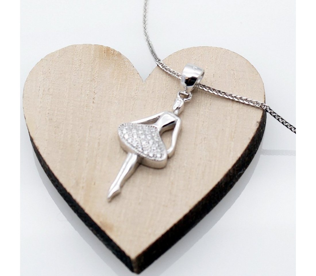 ELLAWIL Kette mit Anhänger Silberkette Ballerina Halskette Damen Kette mit Ballerina-Anhänger (Kettenlänge 50 cm, Sterling Silber 925), inklusive Geschenkschachtel von ELLAWIL