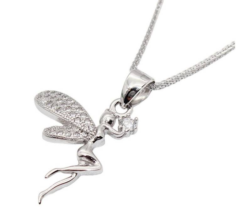 ELLAWIL Silberkette Silberkette Damen Kette mit Engelsmotiv Anhänger Halskette Ankerkette (Kettenlänge 45 cm, Sterling Silber 925), inklusive Geschenkschachtel von ELLAWIL