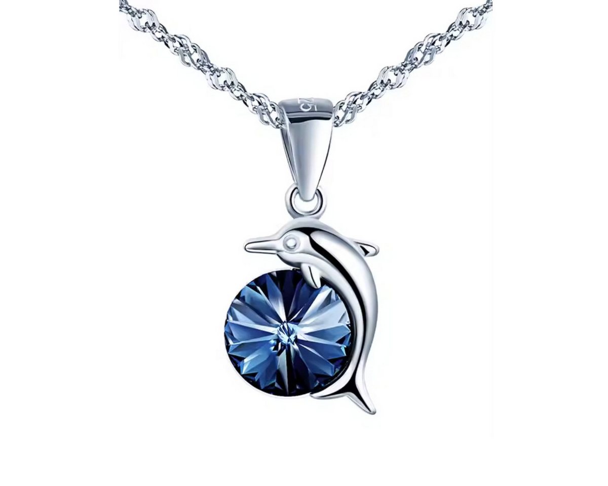 ELLAWIL Kette mit Anhänger Silberkette mit Delphin Anhänger Maritim Meer Mädchen Damen (GESCHENKIDEE, Kettenlänge 40 cm, Sterling Silber 925), inklusive Geschenkschachtel von ELLAWIL