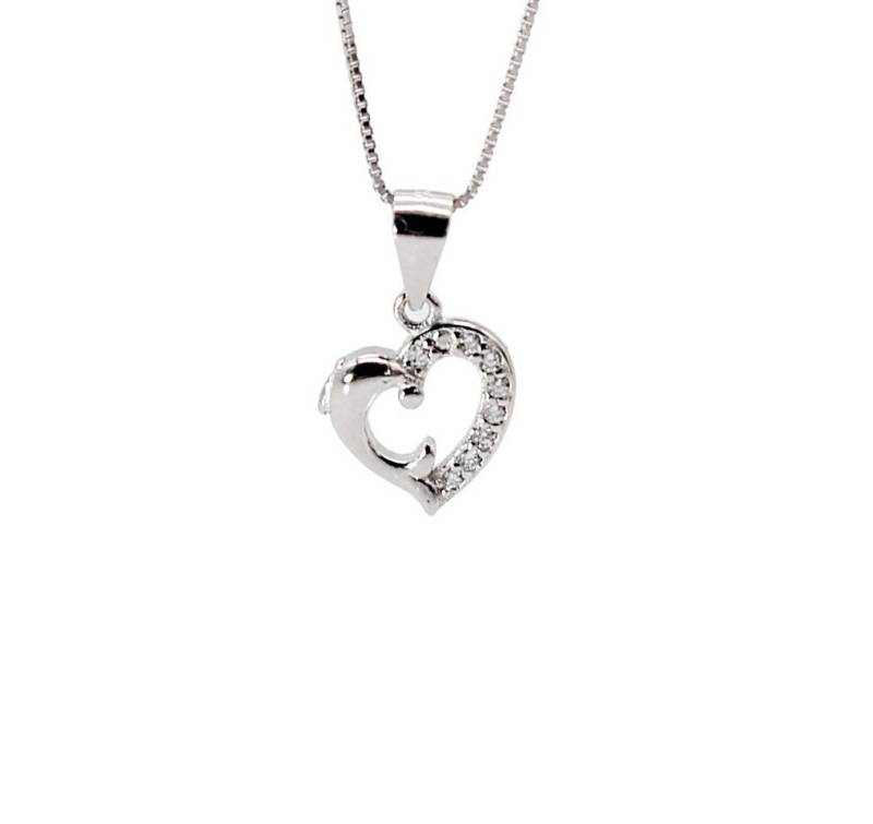 ELLAWIL Kette mit Anhänger Silberkette mit Herz Anhänger Silber Damen Zirkonia Halskette Mädchen (Kettenlänge 40 cm, Sterling Silber 925), inklusive Geschenkschachtel von ELLAWIL