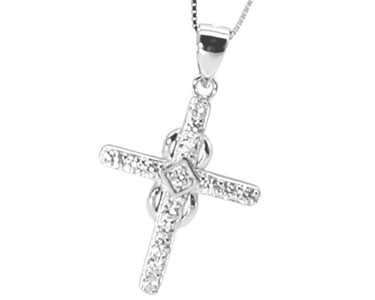 ELLAWIL Kreuzkette Damen Halskette mit Kreuzanhänger Kreuz Silberkette Kreuzkette (Sterling Silber 925, Kettenlänge 40 cm), inklusive Geschenkschachtel von ELLAWIL