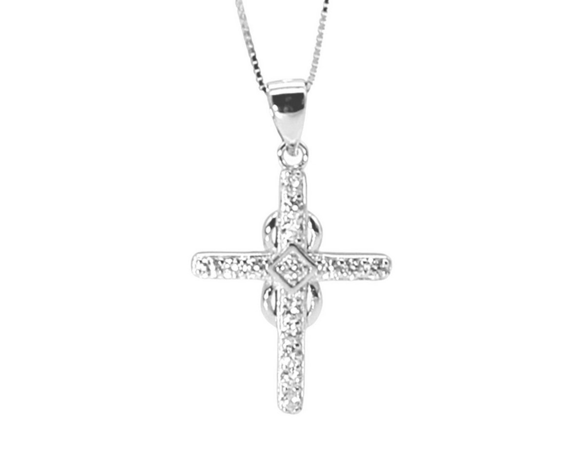 ELLAWIL Kreuzkette Silberkette Damen Kette mit Jesus Kreuz Anhänger Halskette Schmuck (Sterling Silber 925, Kettenlänge 45 cm), inklusive Geschenkschachtel von ELLAWIL