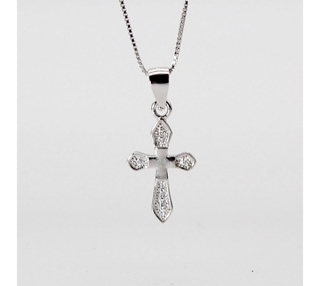 ELLAWIL Kreuzkette Silberkette Kette mit Kreuz Anhänger Damen Zirkonia Halskette (Kettenlänge 50 cm, Sterling Silber 925), inklusive Geschenkschachtel von ELLAWIL