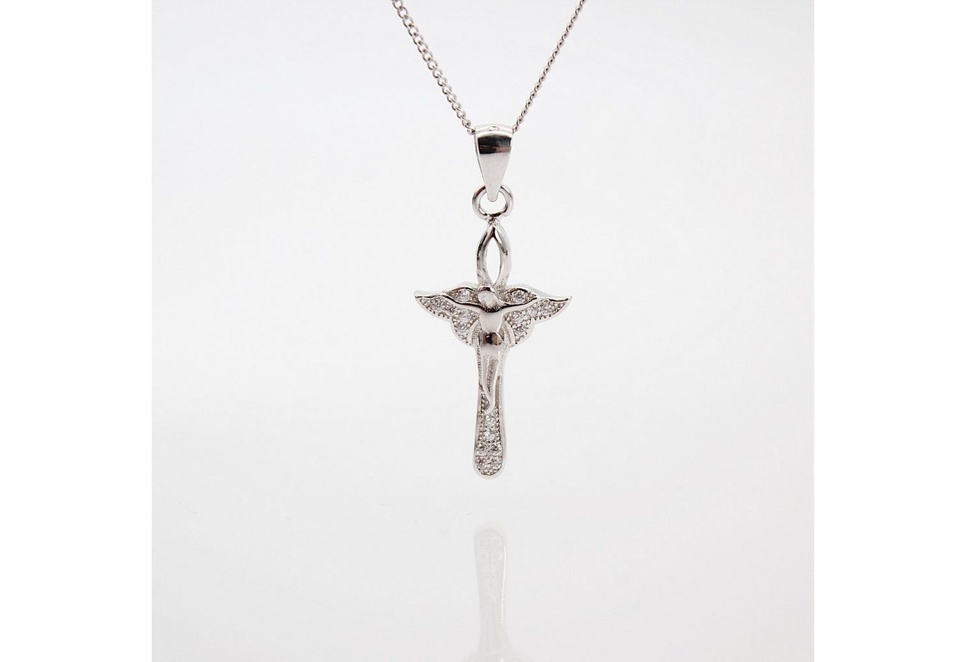 ELLAWIL Kreuzkette Silberkette mit Jesusfigur Halskette mit Kreuz-Anhänger Jesuskreuz (Kettenlänge 45 cm, Sterling Silber 925), inklusive Geschenkschachtel von ELLAWIL