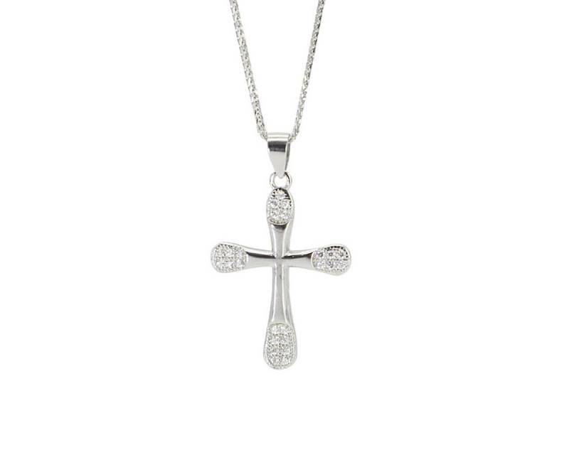 ELLAWIL Kreuzkette Silberkette mit Kreuz Anhänger Kreuzanhänger mit Strasssteinen (Kettenlänge 40 cm, Sterling Silber 925), inklusive Geschenkschachtel von ELLAWIL