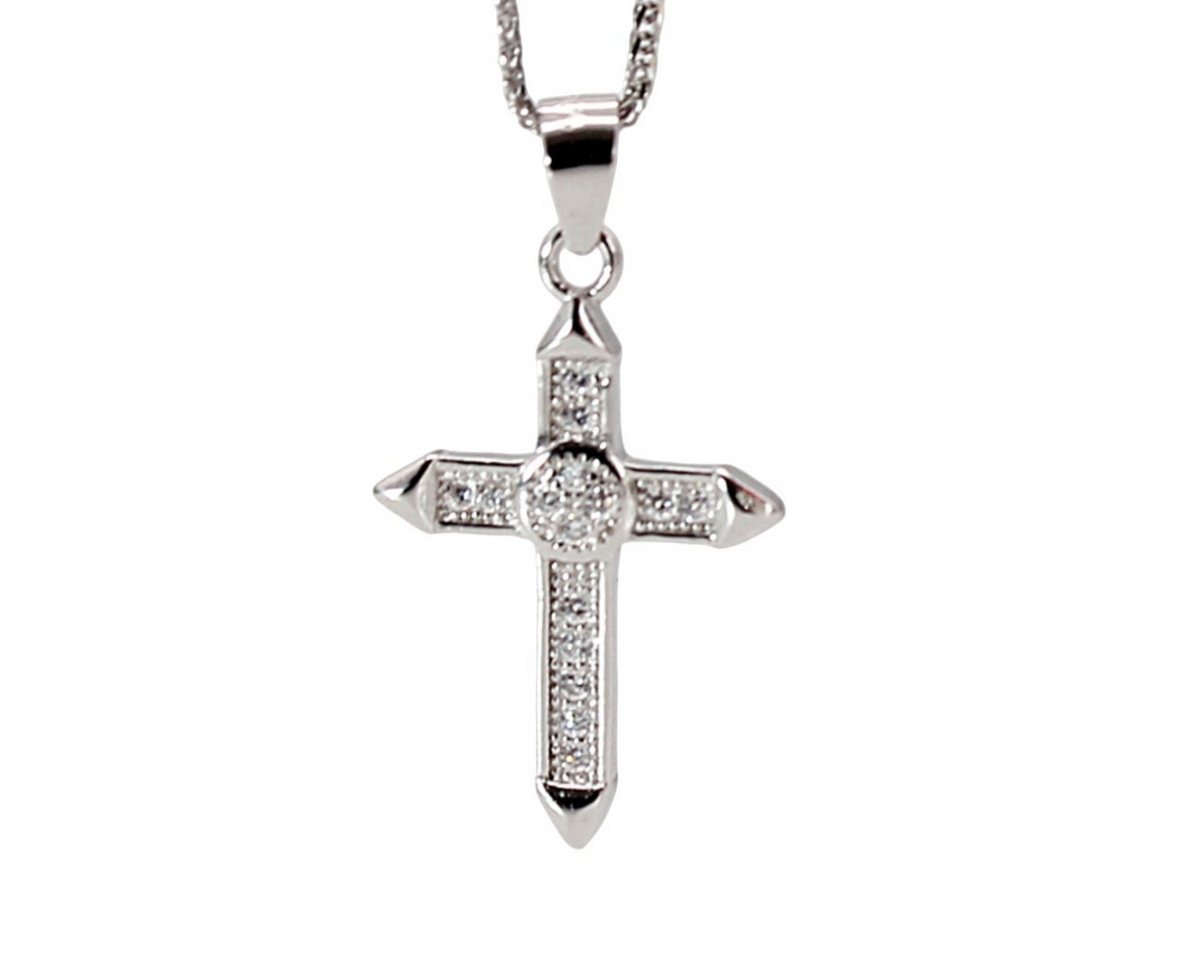 ELLAWIL Kreuzkette Silberkette mit Kreuz Anhänger Kreuzanhänger mit Strasssteinen (Kettenlänge 40 cm, Sterling Silber 925), inklusive Geschenkschachtel von ELLAWIL