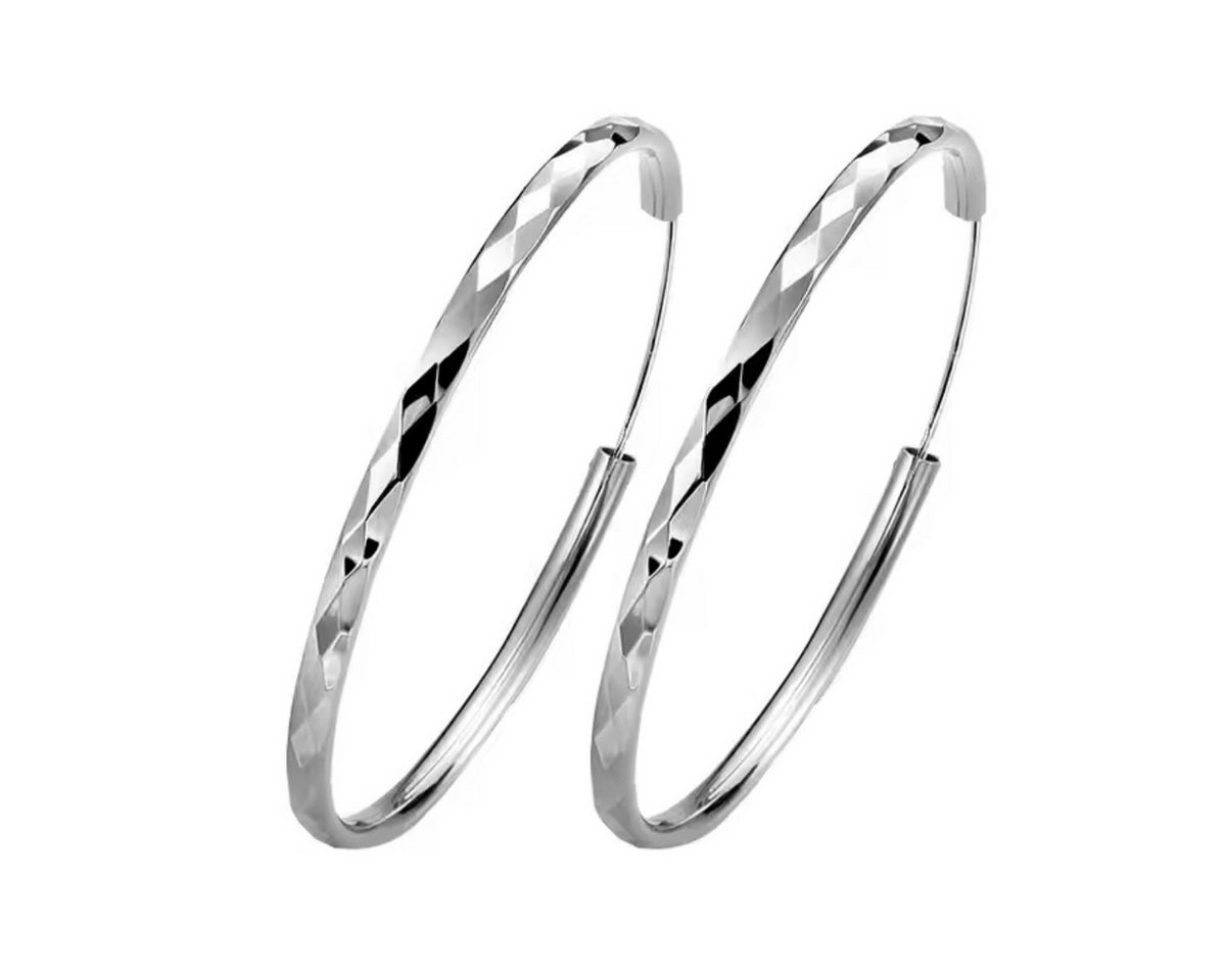 ELLAWIL Paar Creolen Ohrcreolen Ohrschmuck Damenohrringe Creole runde Ohrringe Ø 40 mm (GESCHENKIDEE, Sterling Silber 925), inklusive Geschenkschachtel von ELLAWIL