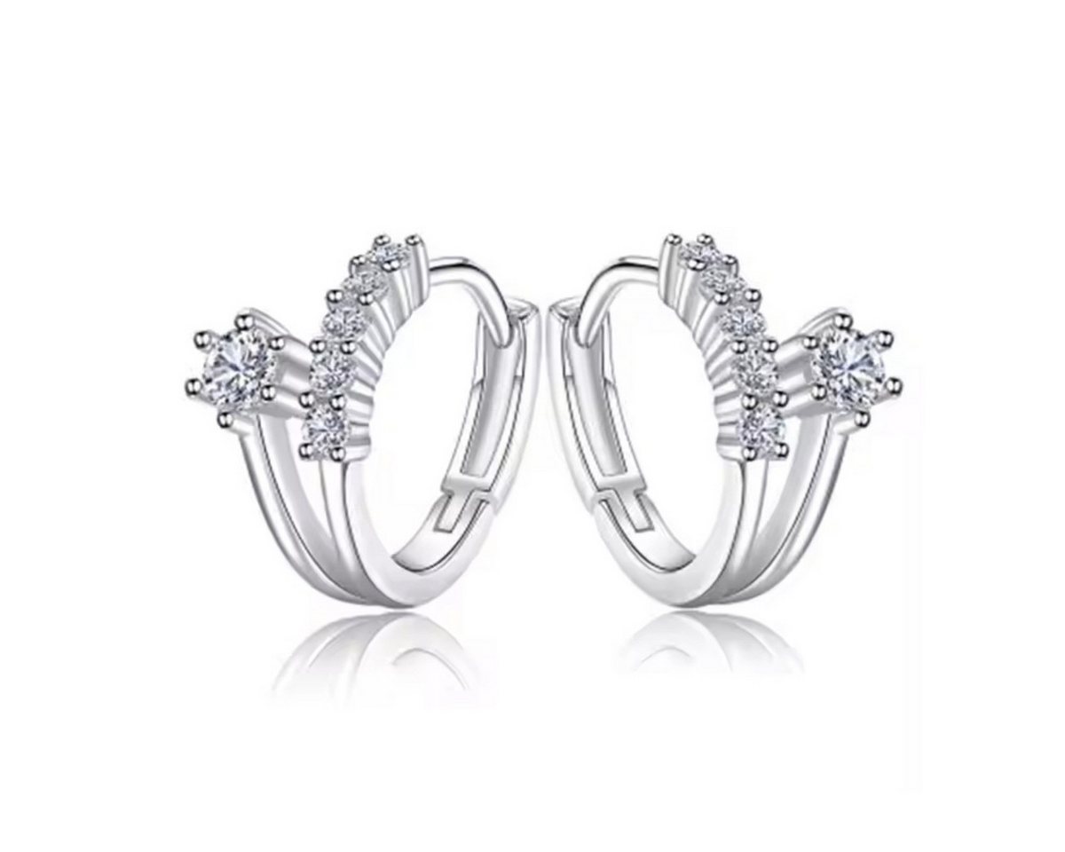 ELLAWIL Paar Creolen Ohrschmuck Damenohrringe Zirkonia Creole Ohrcreolen Glitzerstein (GESCHENKIDEE, Sterling Silber 925), inklusive Geschenkschachtel von ELLAWIL