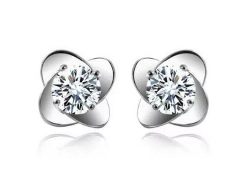 ELLAWIL Paar Ohrstecker Ohrringe Ohrschmuck Zirkonia kleine Glitzerstein-Ohrstecker Klee Form (GESCHENKIDEE, Sterling Silber 925), inklusive Geschenkschachtel von ELLAWIL