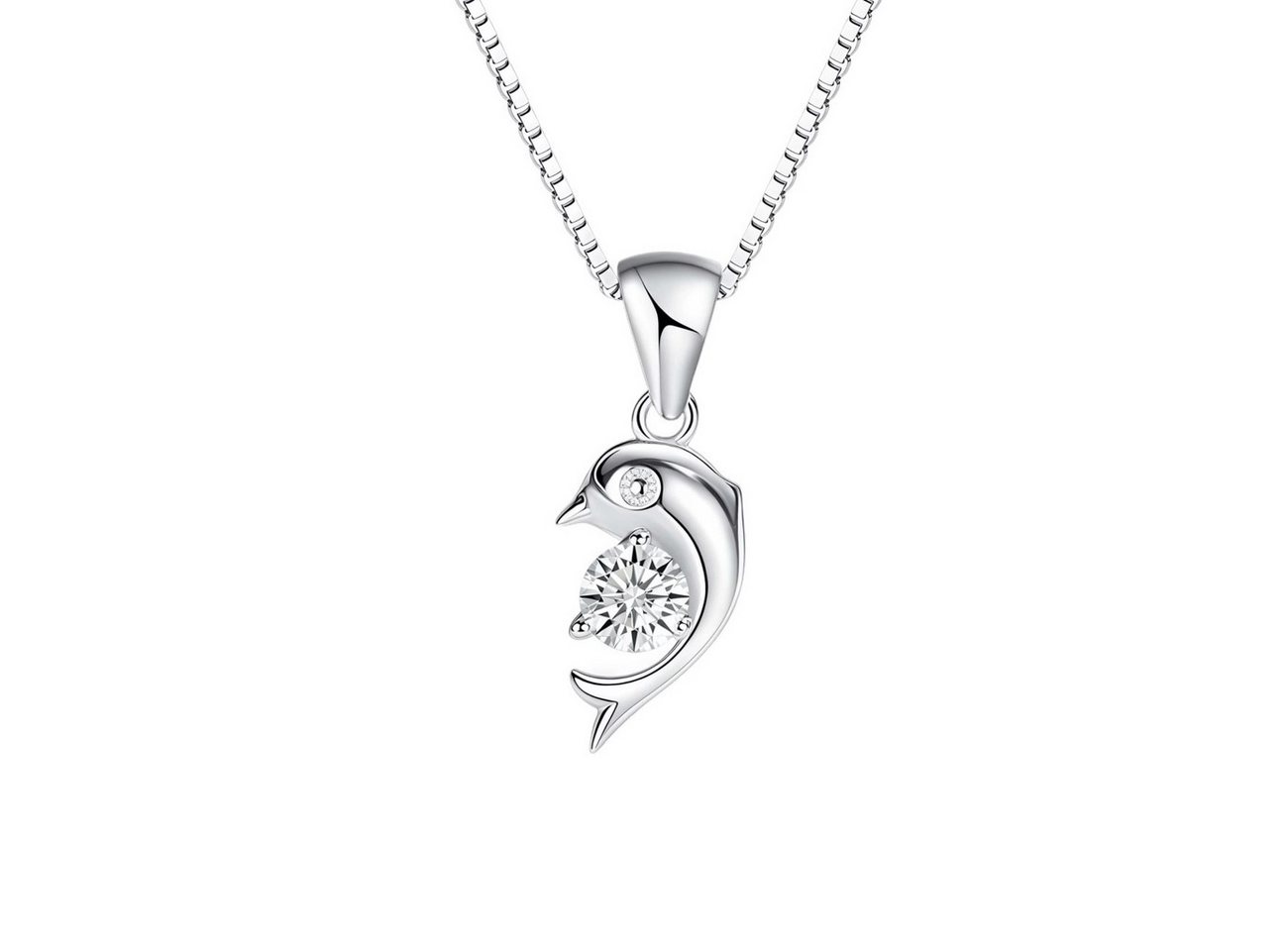 ELLAWIL Silberkette Damen Kette mit Delfin Anhänger maritimer Schmuck Halskette Mädchen (Kettenlänge 50 cm, Sterling Silber 925), inklusive Geschenkschachtel von ELLAWIL